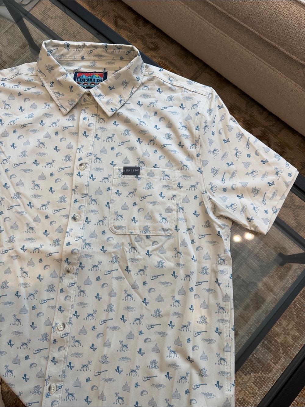 BURLEBO Texas-themed Short-Sleeve Button-Down Shirt